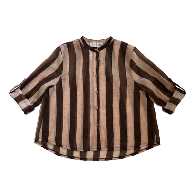 Sheer Stripe Shirt — Brown & cream