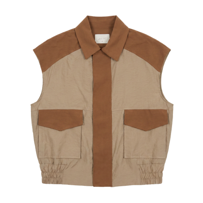 Colourblock Utility Vest — Sand & tan