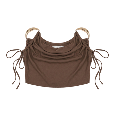 Draped Cowl Top with Gold Cuffs