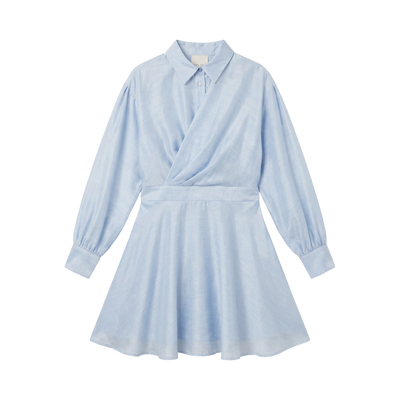 Mini-Wickelkleid mit Kragen — Puderblau