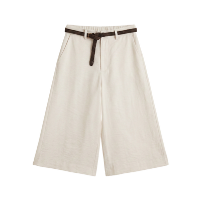Weite Culottes mit Gürtel — Creme / Elfenbein