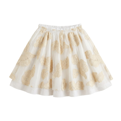 Falda circular de tul bordado