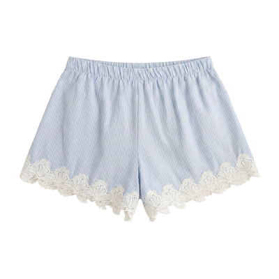 Nadelstreifen-Shorts mit Spitzensaum — Blaue Streifen