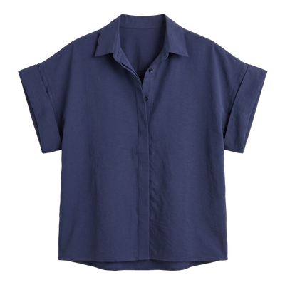 Camicia oversize stile bowling — Navy