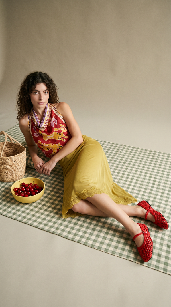 Ochre Yellow Midi Skirt